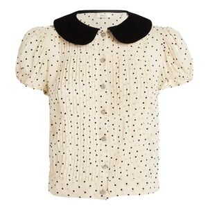Doen Georgette Polka-Dot Madeline
Blouse in Natural
